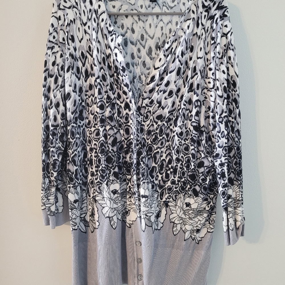 Leopard/Floral print cardigan - Picture 3 of 4